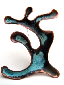 Concave copper patina brooch